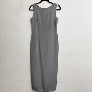 VTG 90s Spenser Jeremy 100% Silk Gray Sleeveless Maxi Dress Drape Back Size 6